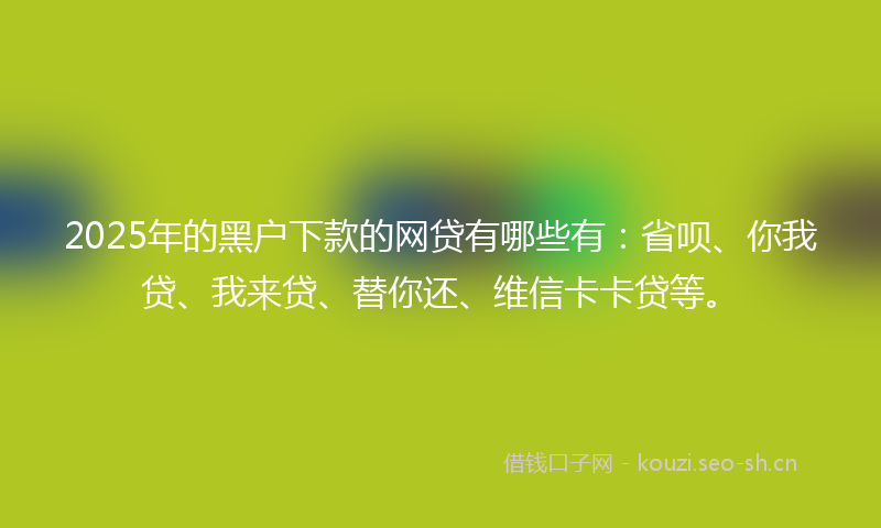 2025年的黑户下款的网贷有哪些有：省呗、你我贷、我来贷、替你还、维信卡卡贷等。