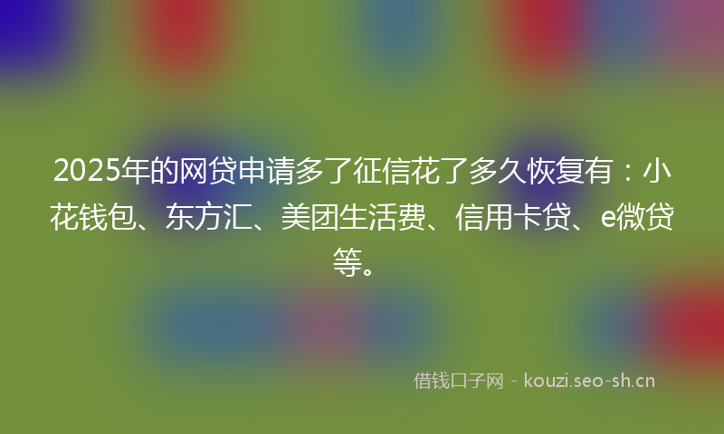 2025年的网贷申请多了征信花了多久恢复有：小花钱包、东方汇、美团生活费、信用卡贷、e微贷等。