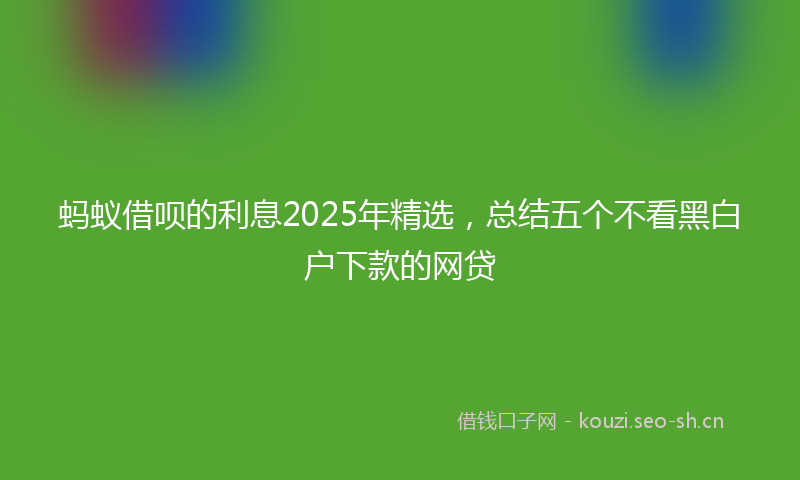 蚂蚁借呗的利息2025年精选，总结五个不看黑白户下款的网贷