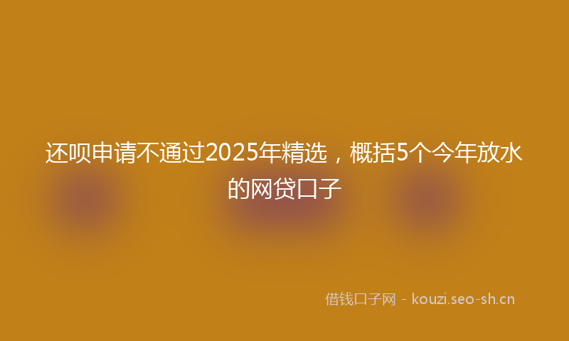 还呗申请不通过2025年精选，概括5个今年放水的网贷口子