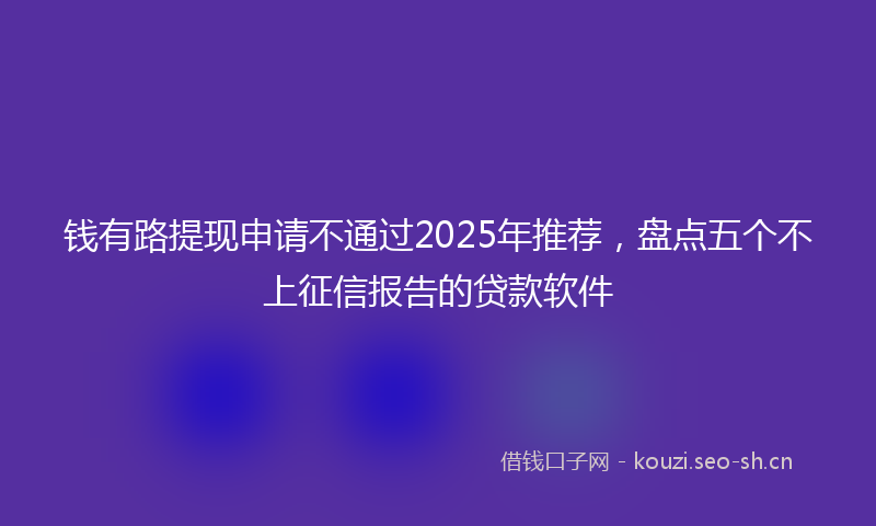 钱有路提现申请不通过2025年推荐，盘点五个不上征信报告的贷款软件