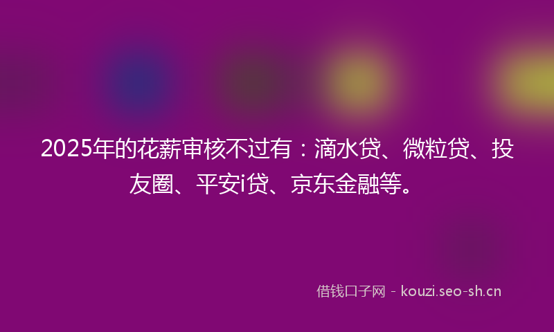 2025年的花薪审核不过有：滴水贷、微粒贷、投友圈、平安i贷、京东金融等。