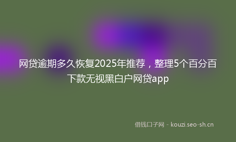 网贷逾期多久恢复2025年推荐，整理5个百分百下款无视黑白户网贷app