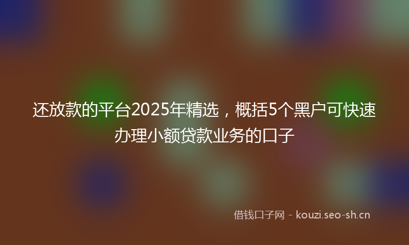 还放款的平台2025年精选，概括5个黑户可快速办理小额贷款业务的口子