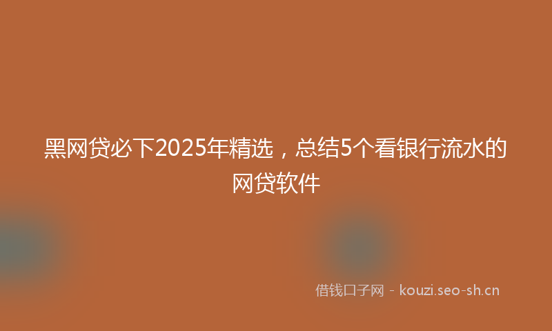 黑网贷必下2025年精选，总结5个看银行流水的网贷软件