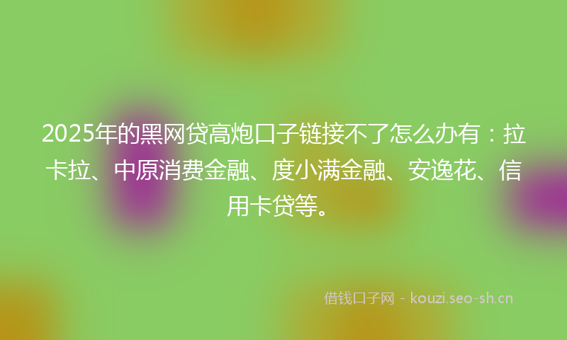 2025年的黑网贷高炮口子链接不了怎么办有：拉卡拉、中原消费金融、度小满金融、安逸花、信用卡贷等。