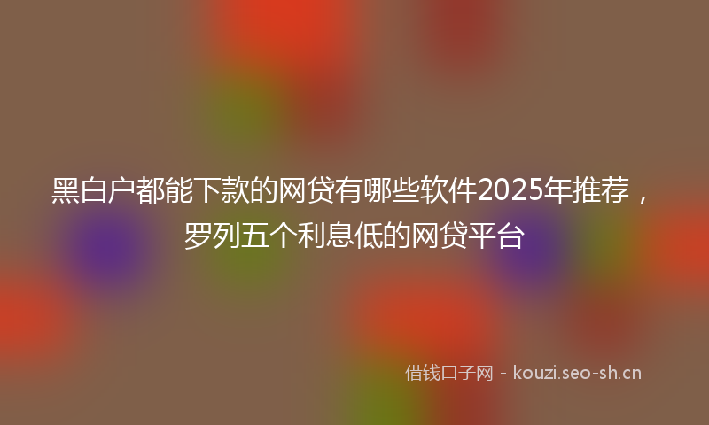 黑白户都能下款的网贷有哪些软件2025年推荐，罗列五个利息低的网贷平台