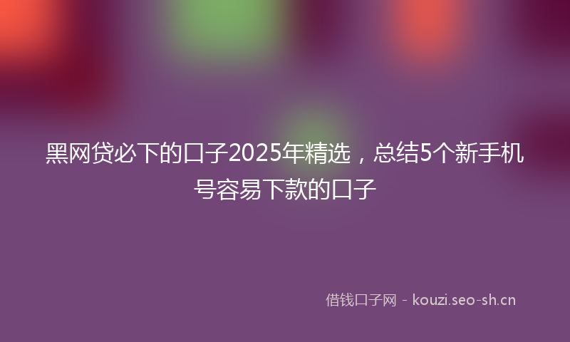 黑网贷必下的口子2025年精选，总结5个新手机号容易下款的口子