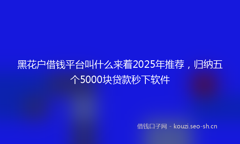 黑花户借钱平台叫什么来着2025年推荐，归纳五个5000块贷款秒下软件