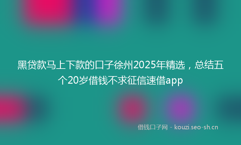 黑贷款马上下款的口子徐州2025年精选，总结五个20岁借钱不求征信速借app