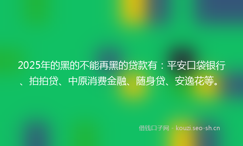 2025年的黑的不能再黑的贷款有：平安口袋银行、拍拍贷、中原消费金融、随身贷、安逸花等。