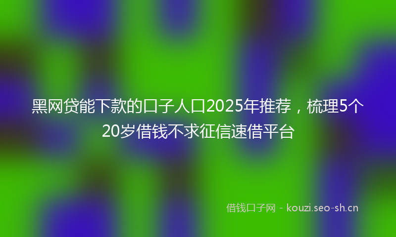 黑网贷能下款的口子人口2025年推荐，梳理5个20岁借钱不求征信速借平台
