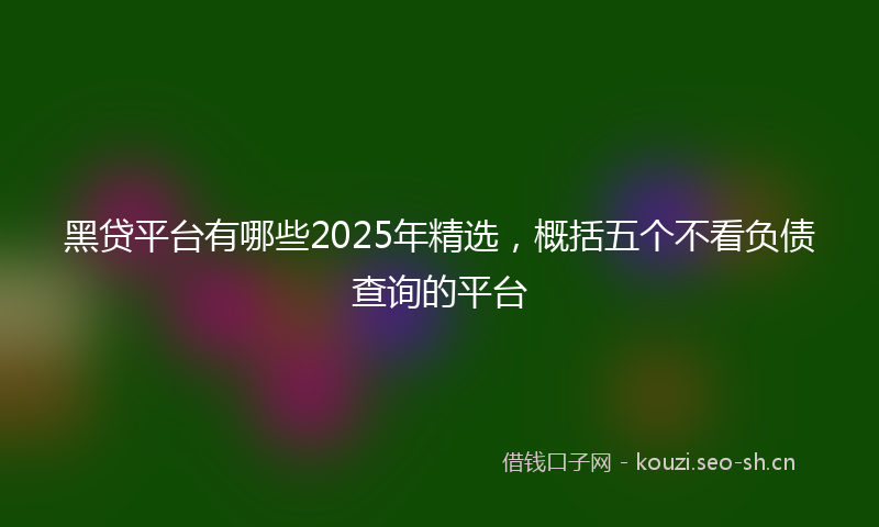 黑贷平台有哪些2025年精选，概括五个不看负债查询的平台