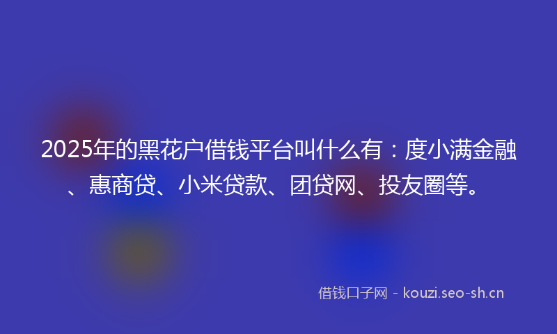 2025年的黑花户借钱平台叫什么有：度小满金融、惠商贷、小米贷款、团贷网、投友圈等。