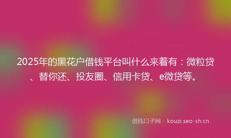 2025年的黑花户借钱平台叫什么来着有：微粒贷、替你还、投友圈、信用卡贷、e微贷等。