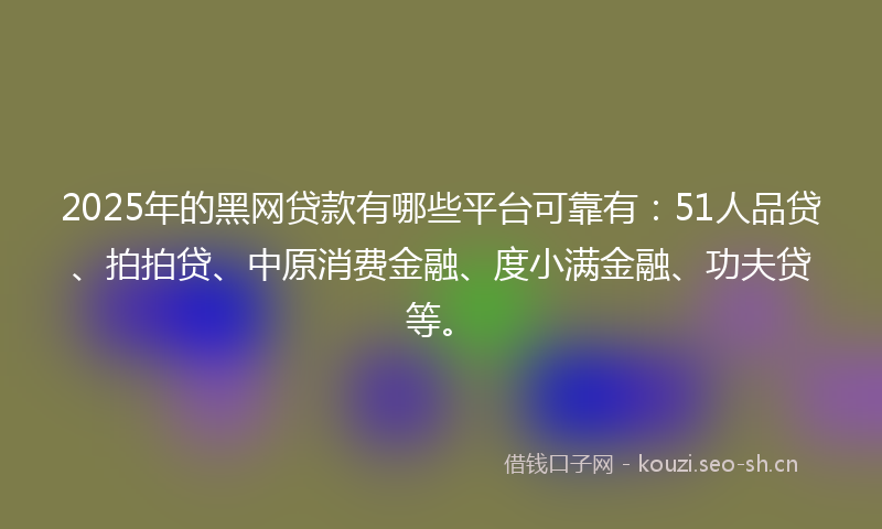 2025年的黑网贷款有哪些平台可靠有：51人品贷、拍拍贷、中原消费金融、度小满金融、功夫贷等。