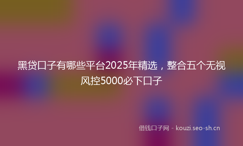 黑贷口子有哪些平台2025年精选，整合五个无视风控5000必下口子