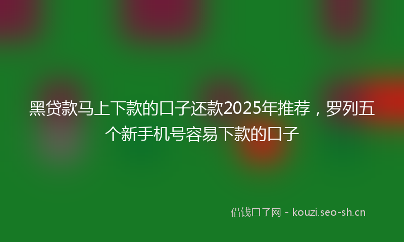 黑贷款马上下款的口子还款2025年推荐，罗列五个新手机号容易下款的口子