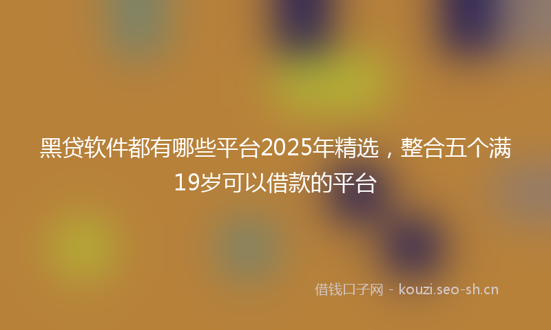黑贷软件都有哪些平台2025年精选，整合五个满19岁可以借款的平台