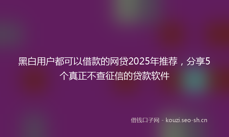 黑白用户都可以借款的网贷2025年推荐，分享5个真正不查征信的贷款软件