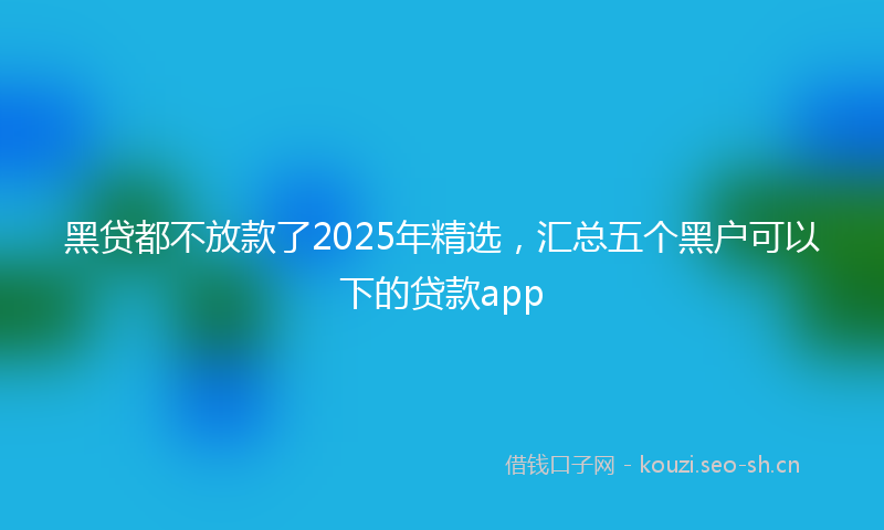 黑贷都不放款了2025年精选，汇总五个黑户可以下的贷款app