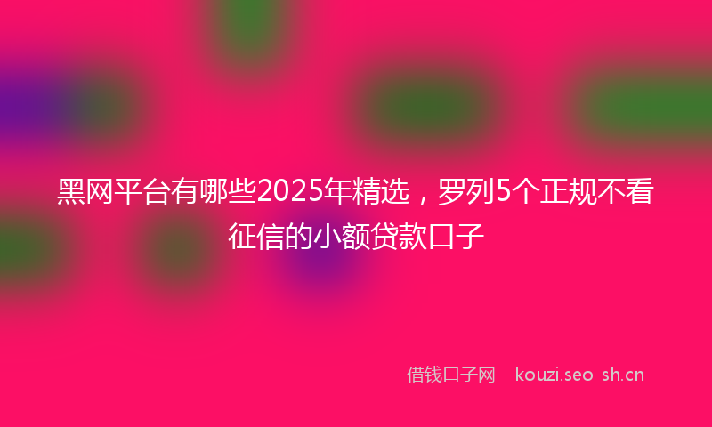 黑网平台有哪些2025年精选，罗列5个正规不看征信的小额贷款口子