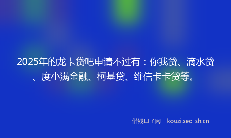 2025年的龙卡贷吧申请不过有：你我贷、滴水贷、度小满金融、柯基贷、维信卡卡贷等。