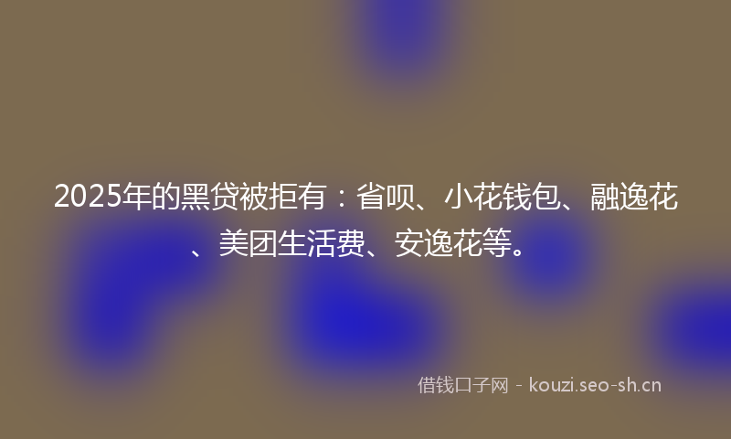 2025年的黑贷被拒有：省呗、小花钱包、融逸花、美团生活费、安逸花等。