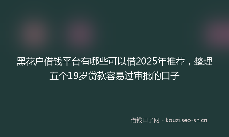 黑花户借钱平台有哪些可以借2025年推荐，整理五个19岁贷款容易过审批的口子