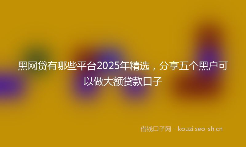 黑网贷有哪些平台2025年精选，分享五个黑户可以做大额贷款口子