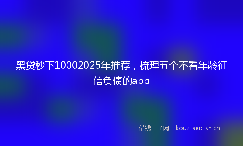 黑贷秒下10002025年推荐，梳理五个不看年龄征信负债的app