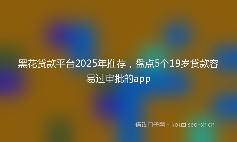 黑花贷款平台2025年推荐，盘点5个19岁贷款容易过审批的app