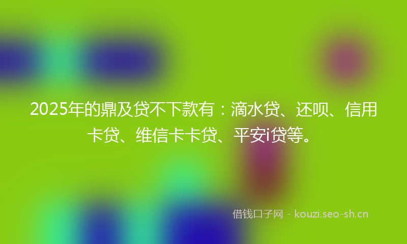 2025年的鼎及贷不下款有：滴水贷、还呗、信用卡贷、维信卡卡贷、平安i贷等。