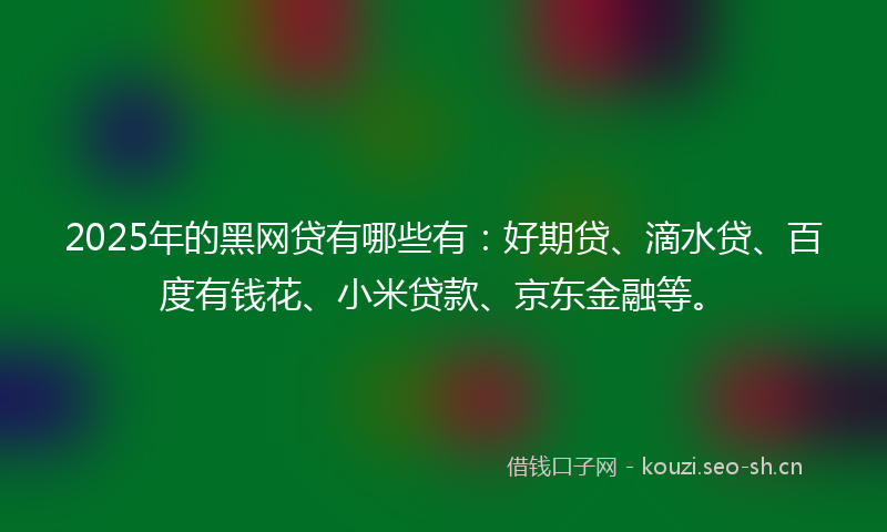 2025年的黑网贷有哪些有：好期贷、滴水贷、百度有钱花、小米贷款、京东金融等。