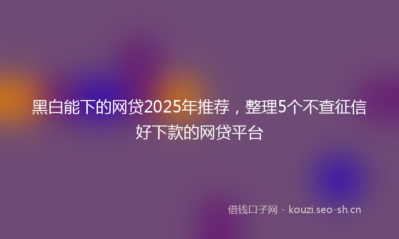 黑白能下的网贷2025年推荐，整理5个不查征信好下款的网贷平台