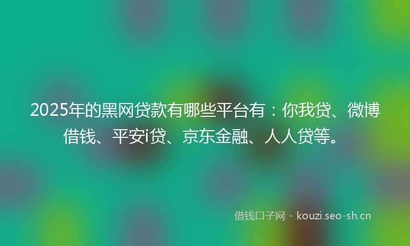 2025年的黑网贷款有哪些平台有：你我贷、微博借钱、平安i贷、京东金融、人人贷等。
