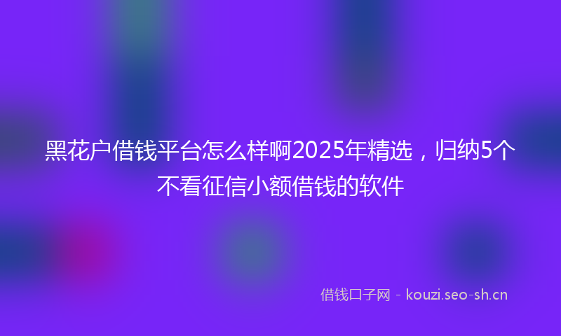 黑花户借钱平台怎么样啊2025年精选，归纳5个不看征信小额借钱的软件
