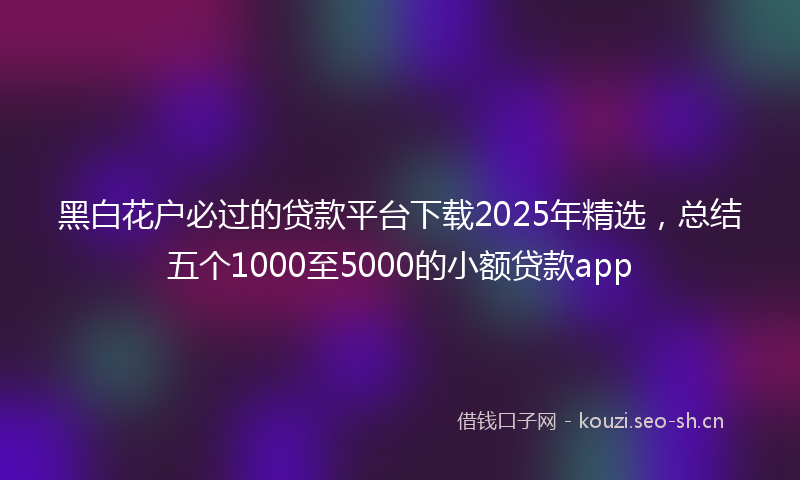 黑白花户必过的贷款平台下载2025年精选，总结五个1000至5000的小额贷款app