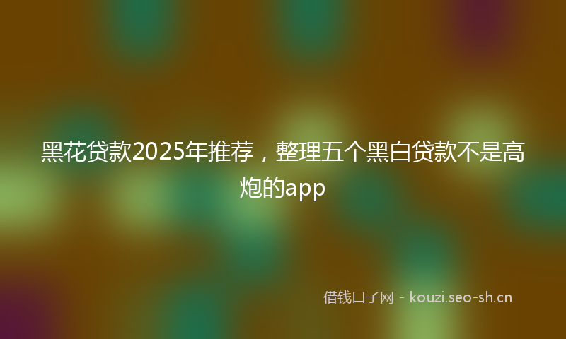 黑花贷款2025年推荐，整理五个黑白贷款不是高炮的app