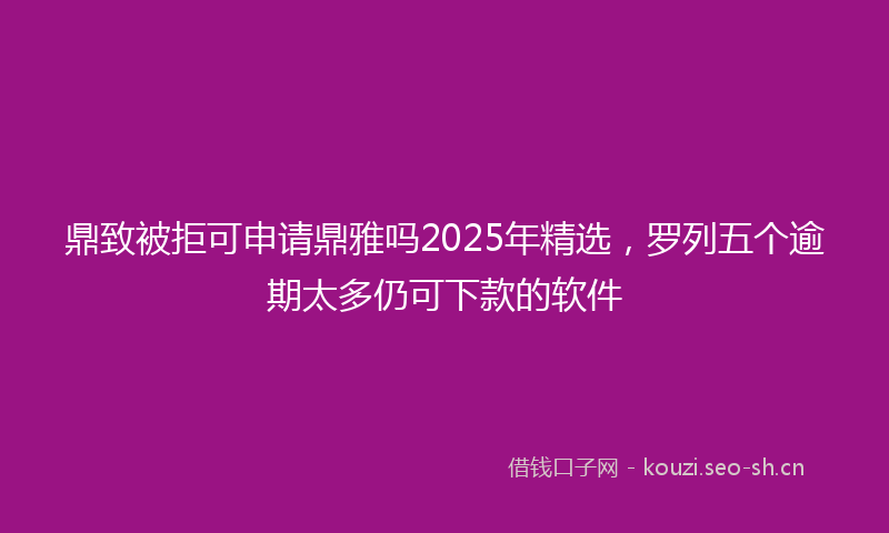 鼎致被拒可申请鼎雅吗2025年精选，罗列五个逾期太多仍可下款的软件