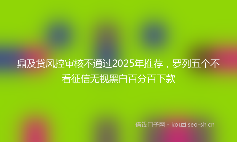 鼎及贷风控审核不通过2025年推荐，罗列五个不看征信无视黑白百分百下款