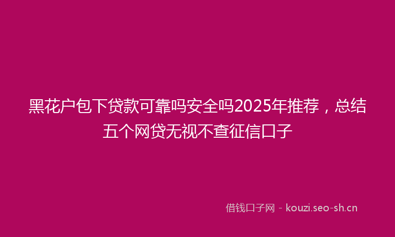 黑花户包下贷款可靠吗安全吗2025年推荐，总结五个网贷无视不查征信口子
