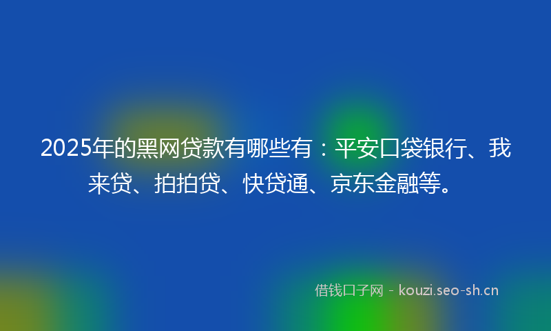 2025年的黑网贷款有哪些有：平安口袋银行、我来贷、拍拍贷、快贷通、京东金融等。