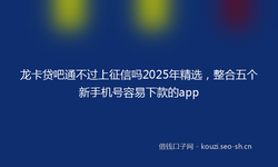 龙卡贷吧通不过上征信吗2025年精选，整合五个新手机号容易下款的app
