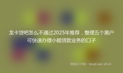 龙卡贷吧怎么不通过2025年推荐，整理五个黑户可快速办理小额贷款业务的口子