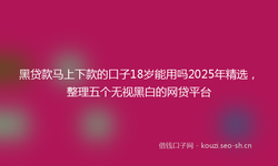 黑贷款马上下款的口子18岁能用吗2025年精选，整理五个无视黑白的网贷平台