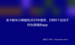 龙卡购车分期被拒2025年推荐，归纳5个征信不好负债高的app
